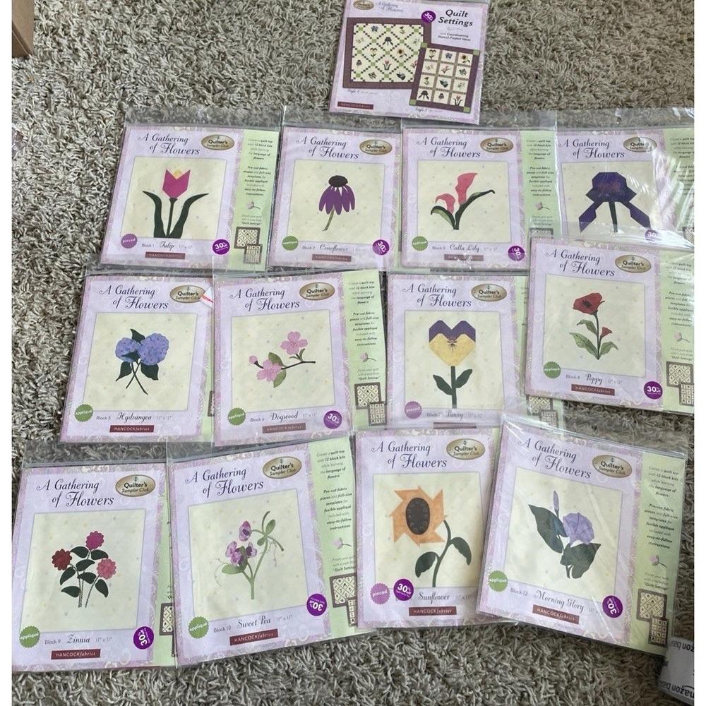 Hancock Fabrics"A Gathering Of Flowers" Quilt Kits(All 12) New Sealed